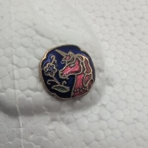 Vintage 80s Cloisonne Enamel Unicorn Earrings with Floral Design